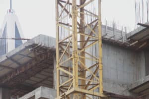 Construction site being managed by construction management software